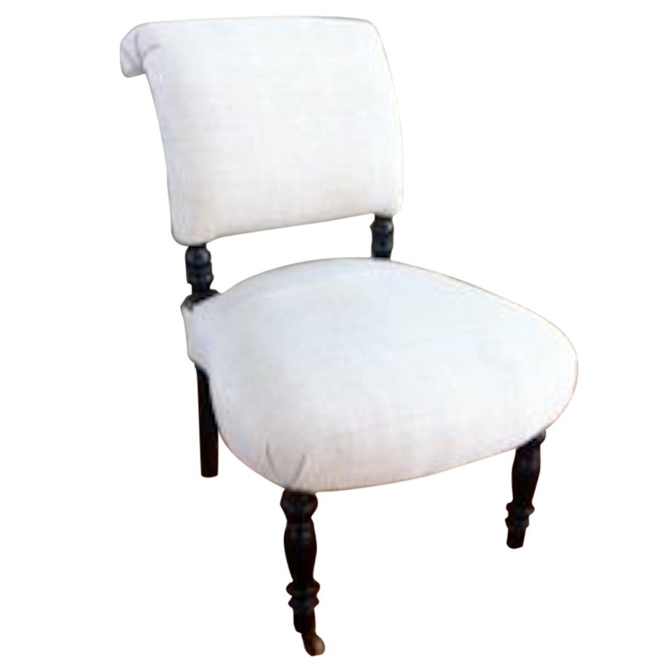 19th Century French Napoleon III Upholstered Slipper Chair, France