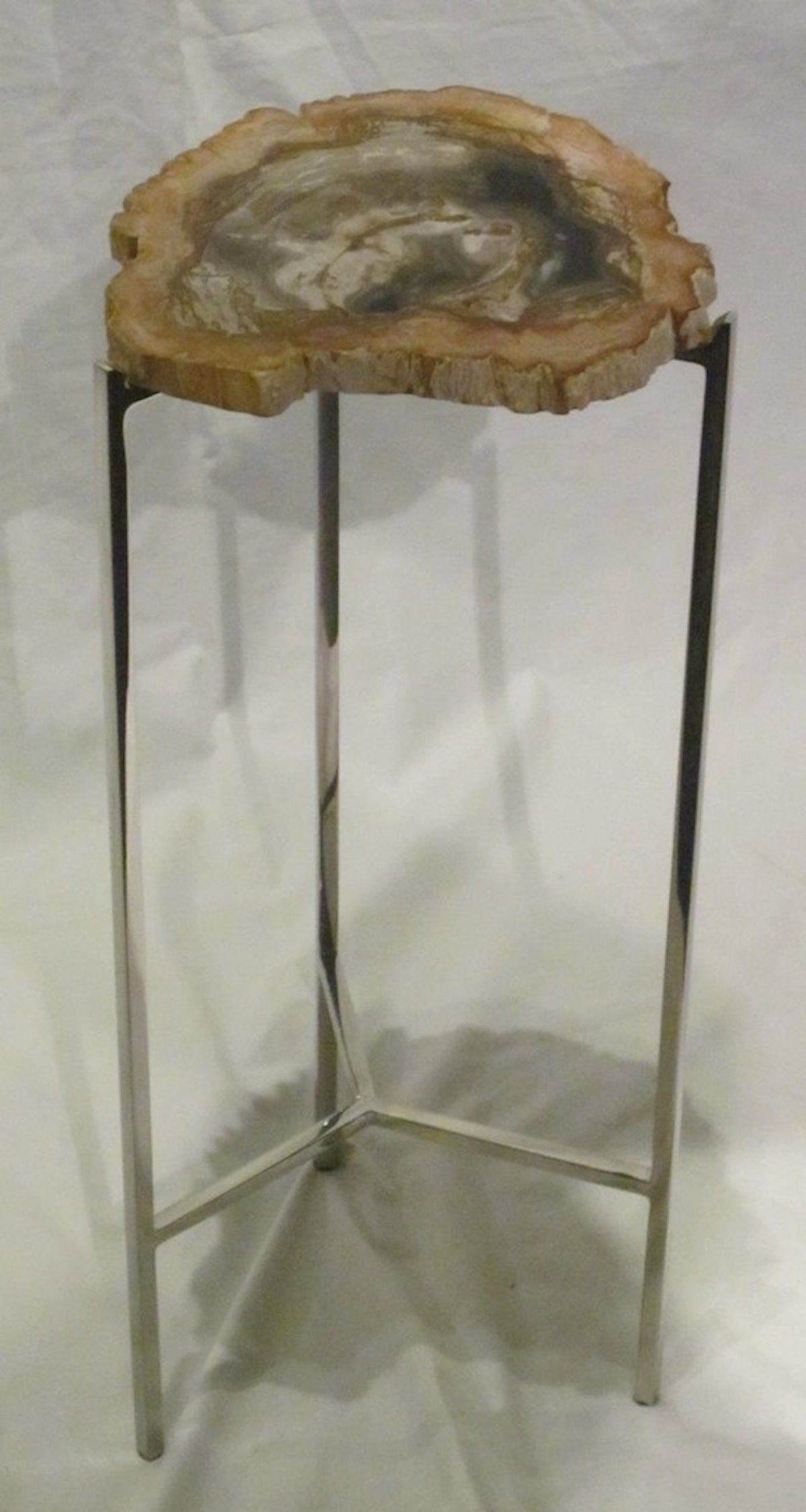 Petrified Wood Slice Small Side Table Prehistoric at 1stdibs