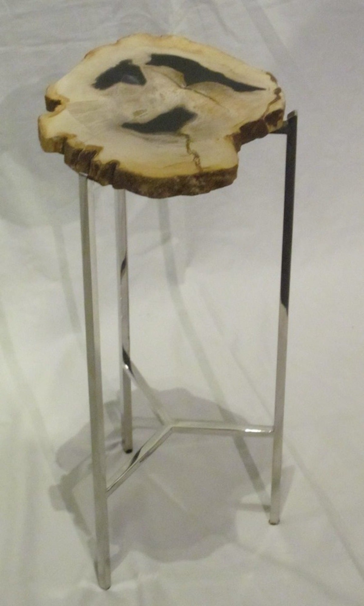 Petrified Wood Slice Small Side Table Prehistoric at 1stdibs
