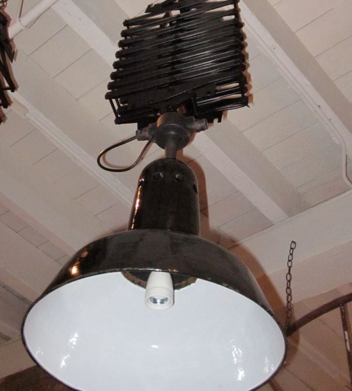 1940s Pair of Industrial Extending Lights, Belgium In Good Condition In New York, NY