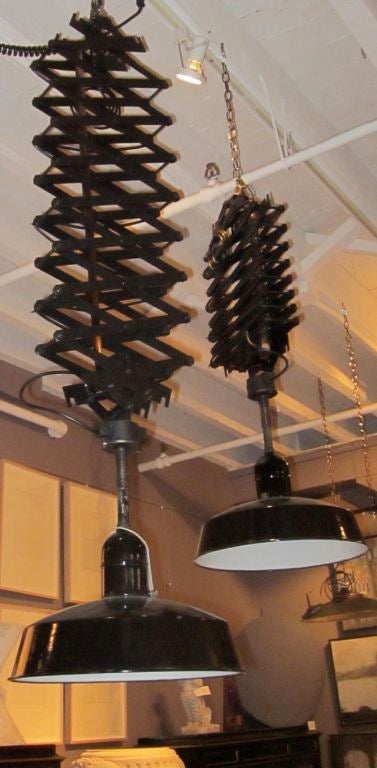 Pair of Belgian Extending Industrial LIghts