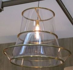 Large Brass and Plexi Chandelier
