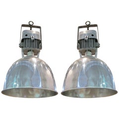 1940s Pair of Industrial Light Fixtures, France