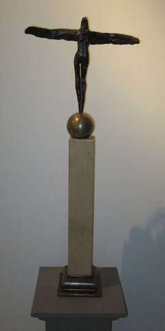 1940's Italian Bronze Bird Sculpture on Stone Plinth