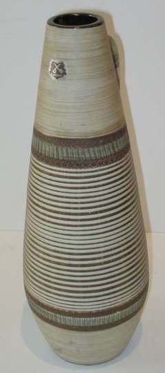 Vintage Pottery Pitcher with Horizontal Stripe, Germany, 1940s