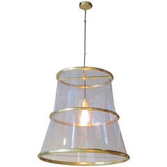 Brass and Plexi Bell Chandelier, England, Contemporary