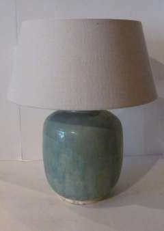 Chinese Pair Washed Turquoise Lamps