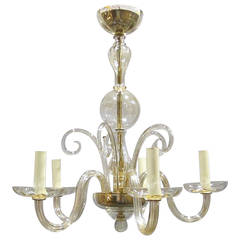 1940s Italian Murano Chandelier with Five Arms, circa 1940s