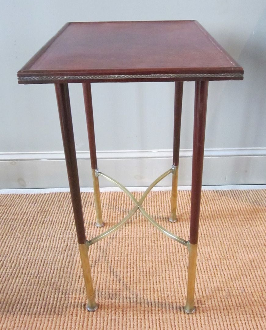 Austrian Leather-Top Side Table, circa 1940s