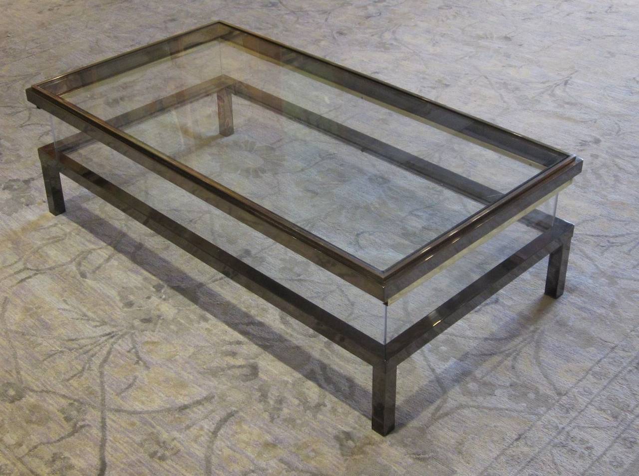 Belgian Polished Nickel Vitrine Coffee Table, circa 1960s In Excellent Condition In New York, NY