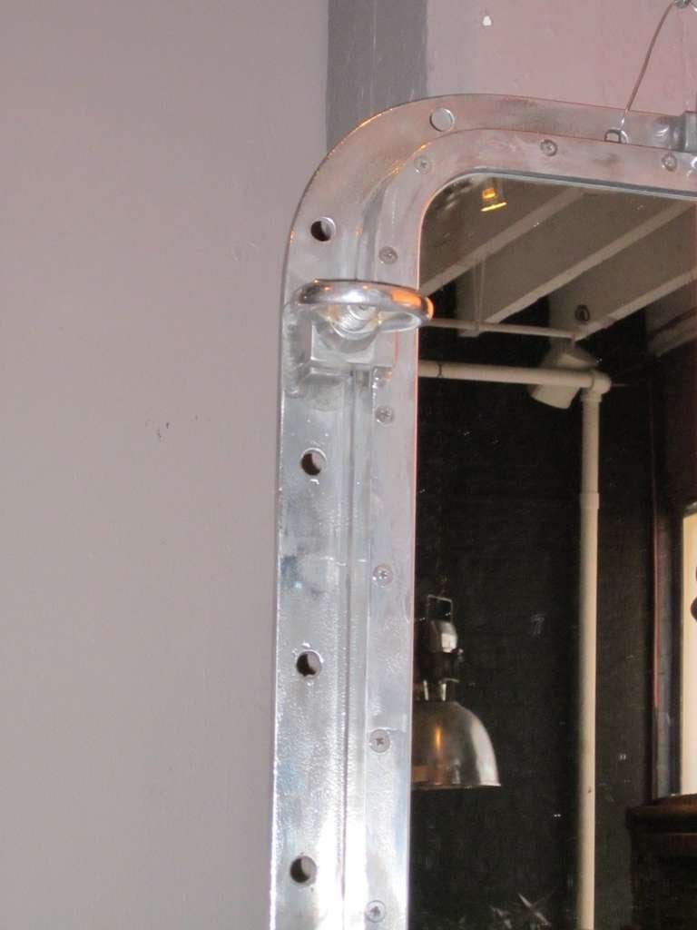 French 1940s Aluminum Rectangle Ship Mirror, France
