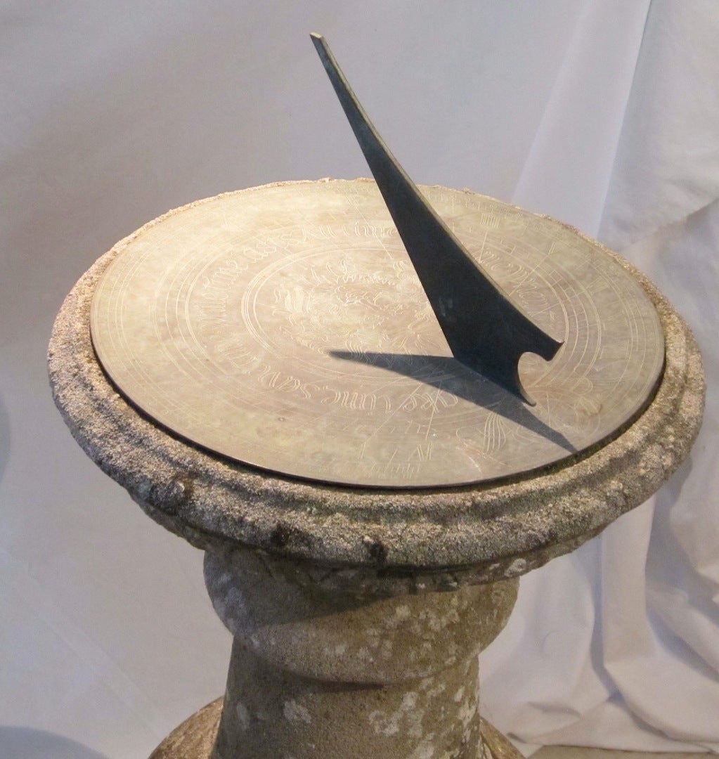 1920's Portland stone sundial.
Portland stone is a lime stone quarried on the Isle of Portland, Dorset, England.
The metal 