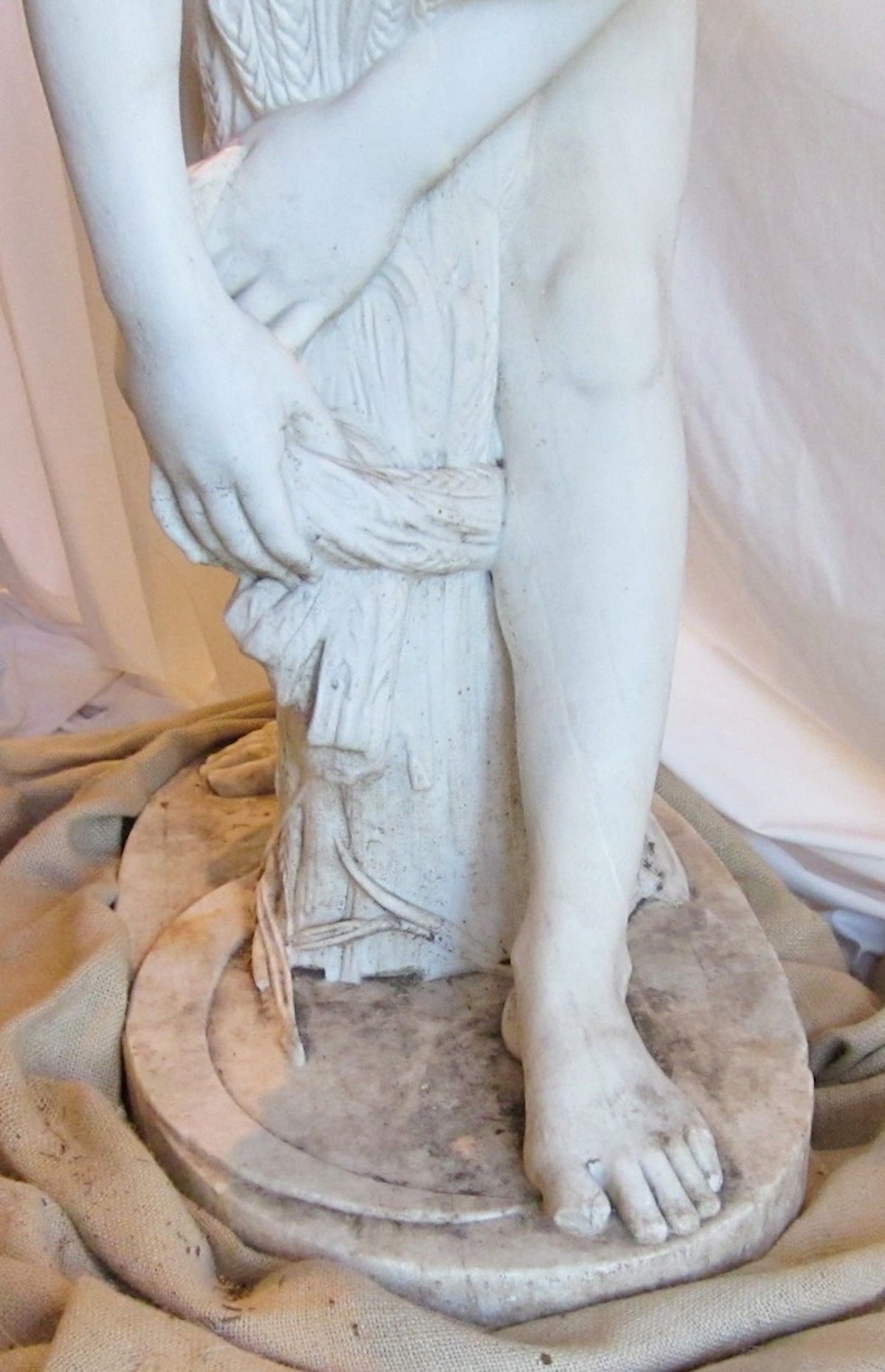 19th Century Italian Carrara Marble Statue of Boy with Wheat 1