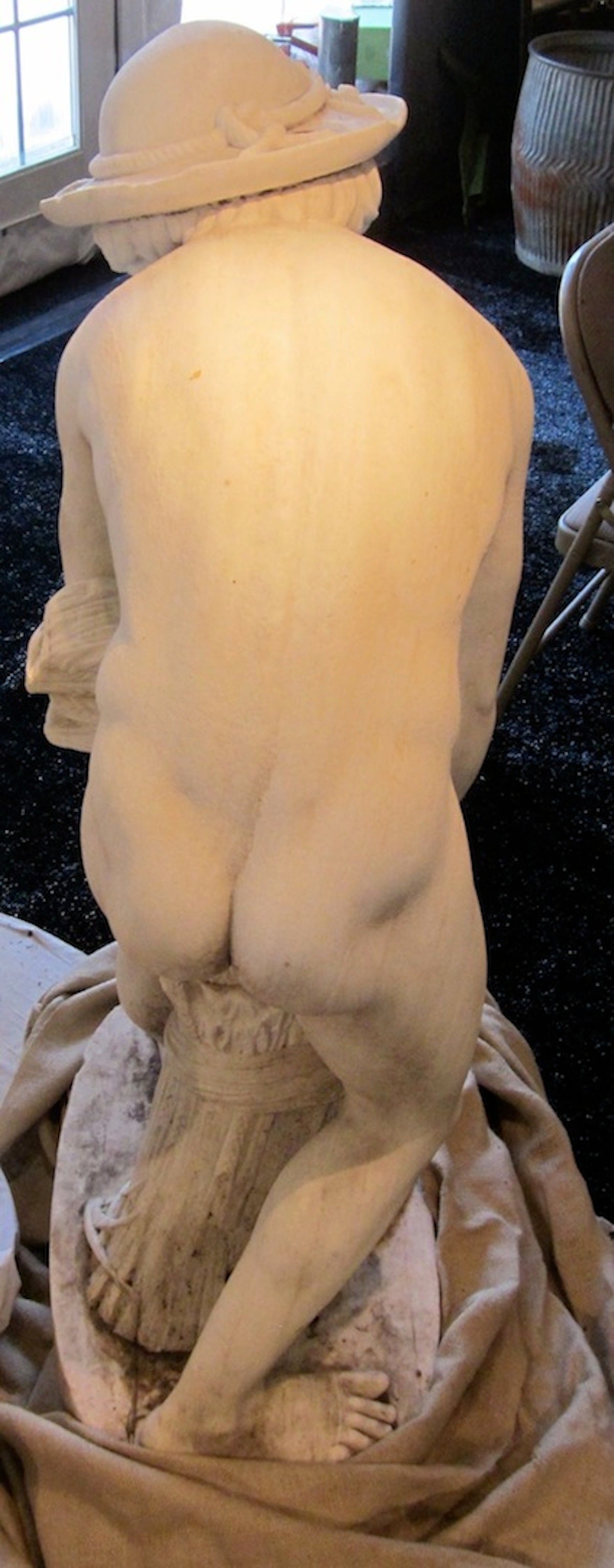 19th Century Italian Carrara Marble Statue of Boy with Wheat 4
