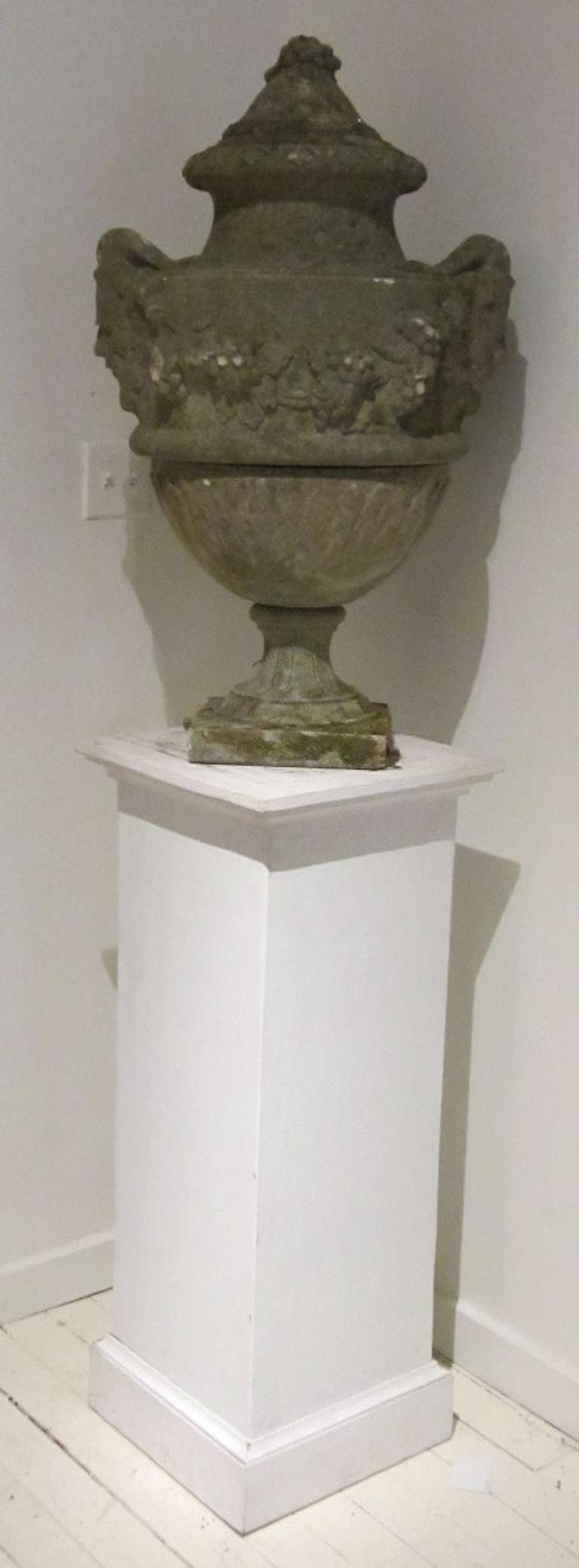 1940s English Stone Decorative Urn with Lid 4