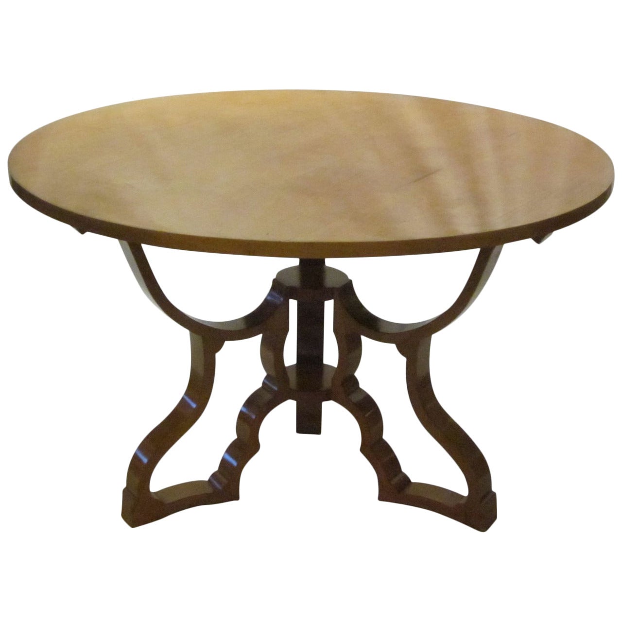 Mid-Century Round Dining or Centre Hall Maple Table, Italy, 1940s