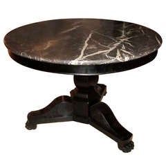 Marble Top, Ebonized Tripod Leg Gueridon, France, 19th Century
