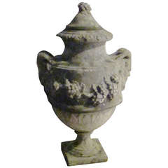 1940s English Stone Decorative Urn with Lid
