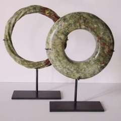 Pair Of Chinese Jade Ring Sculptures