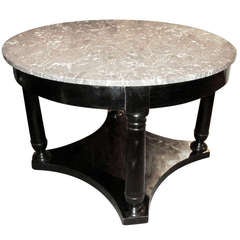 1940
s French 4 Column Base Gueridon with Marble Top