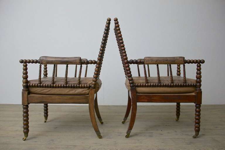 Mid-20th Century French Mid Century Spool Leg Arm Chairs