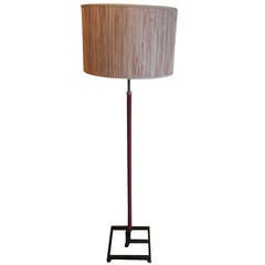 1960
s Spanish Red Leather Floor Lamp