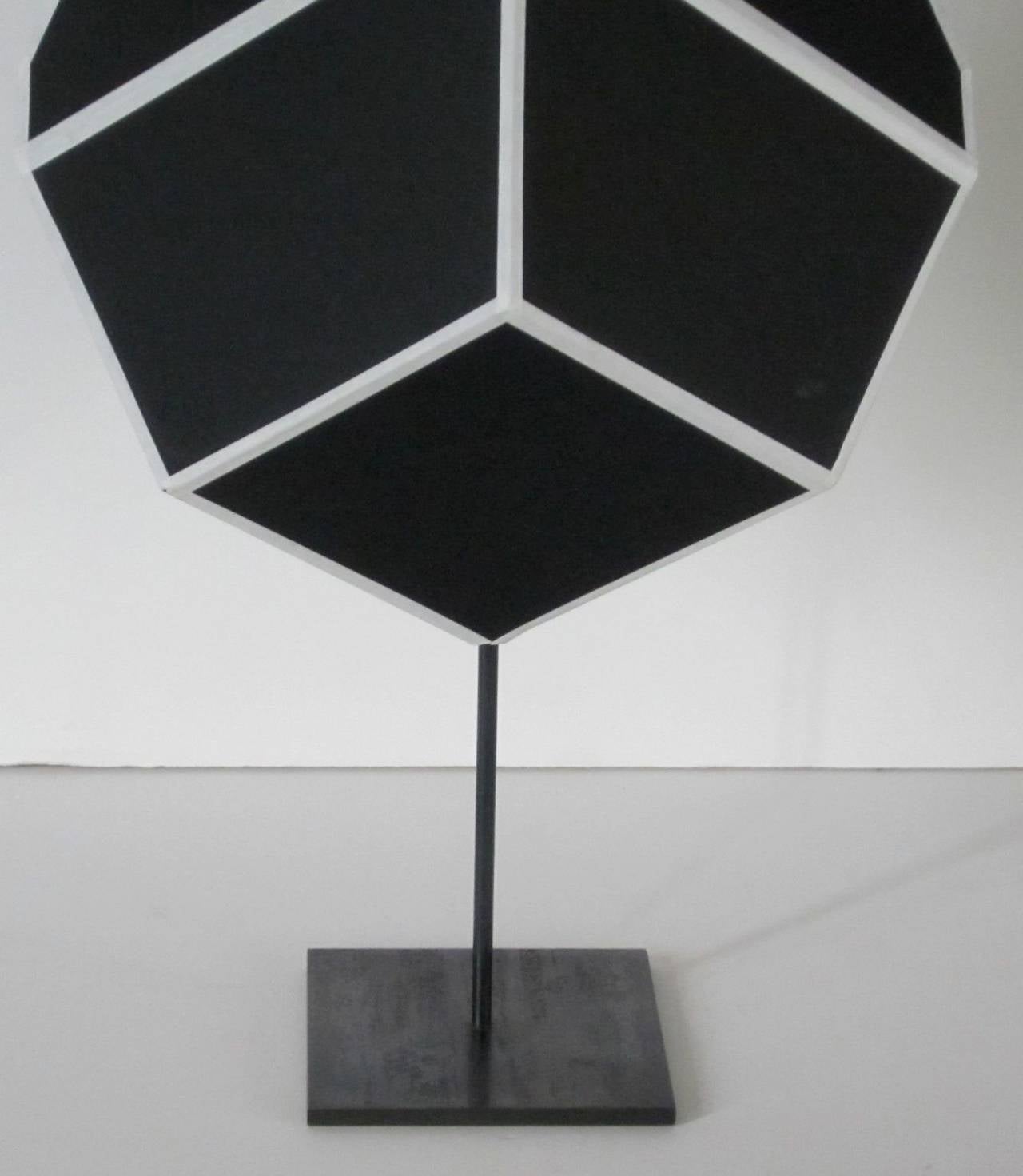 French Large Black Paper Architectural Molecule Sculpture, France, Contemporary