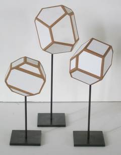 French Contemporary Set Of Three Paper Architectural Molecule Models