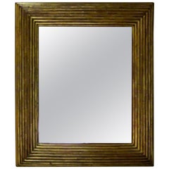 Spanish Gold Gilt Ribbed Wood Frame Mirror, circa 19th Century