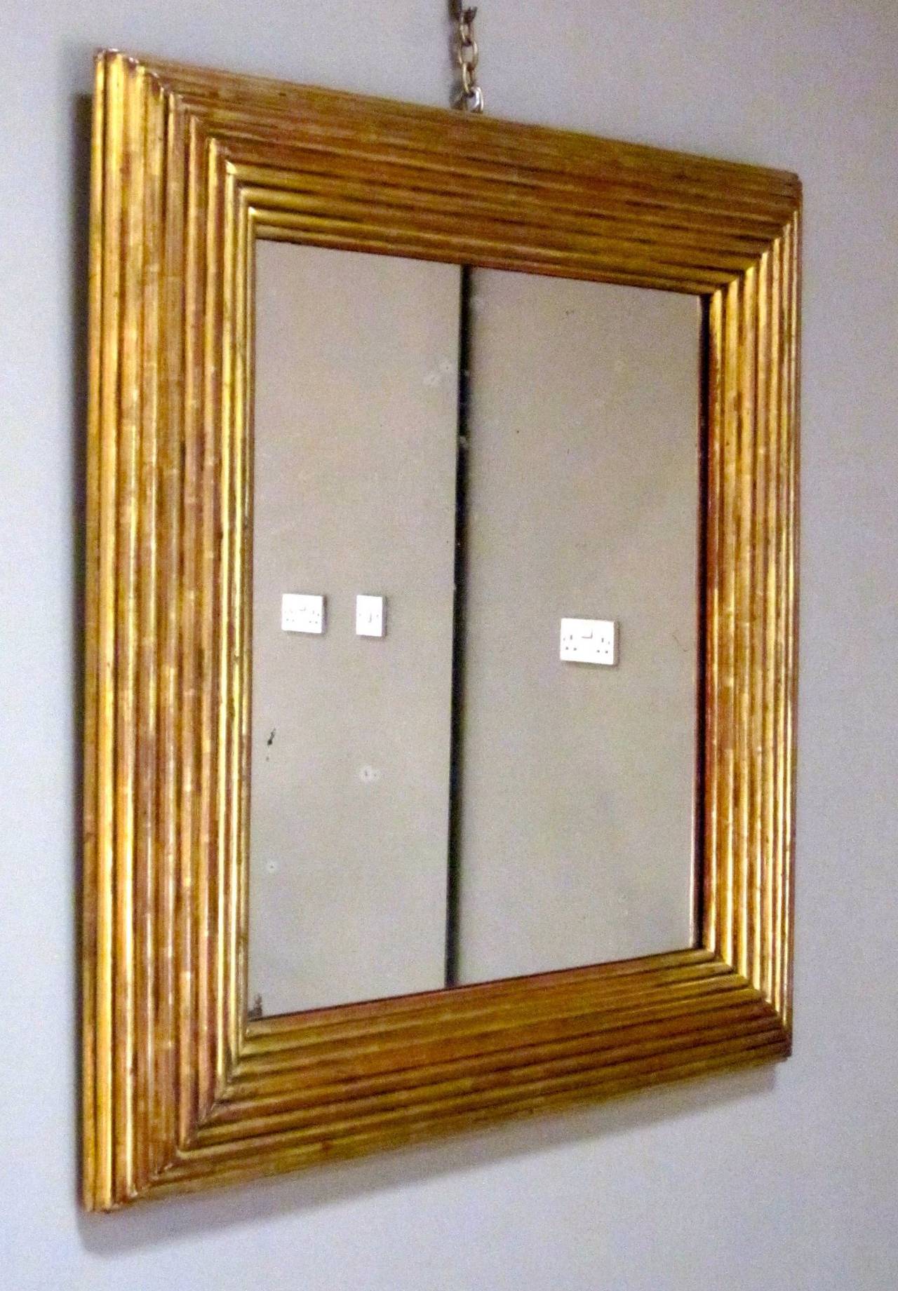 Spanish Gold Gilt Ribbed Wood Frame Mirror, circa 19th Century 1