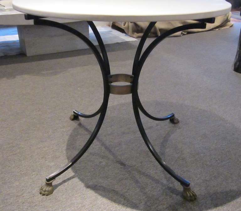 Unknown Limestone, Iron and Brass Side Table, England, 1980s