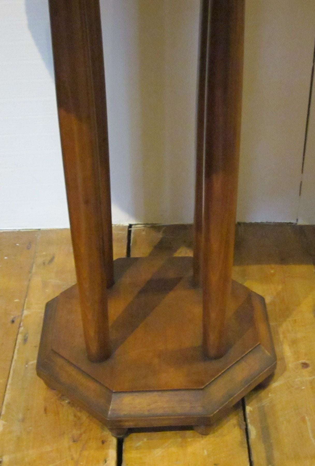 English Leather-Top Brown Octagonal Side/End Table, England, 1920s