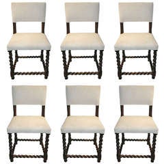 Set of Six Flemish 1920's Dining Chairs