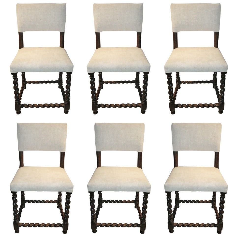 Set of Six Flemish 1920's Dining Chairs
