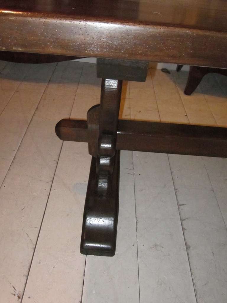 British Colonial English Trestle Leg Farm Table