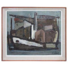 1950's Italian Abstract Oil Painting by Bertacco