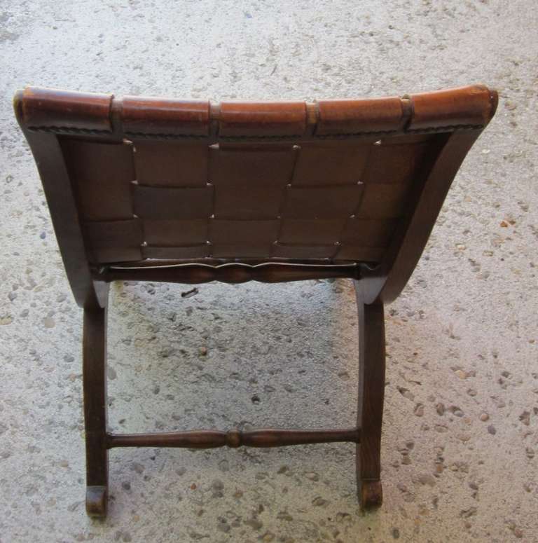 1940's Spanish Valenti Woven Leather Chair. 1