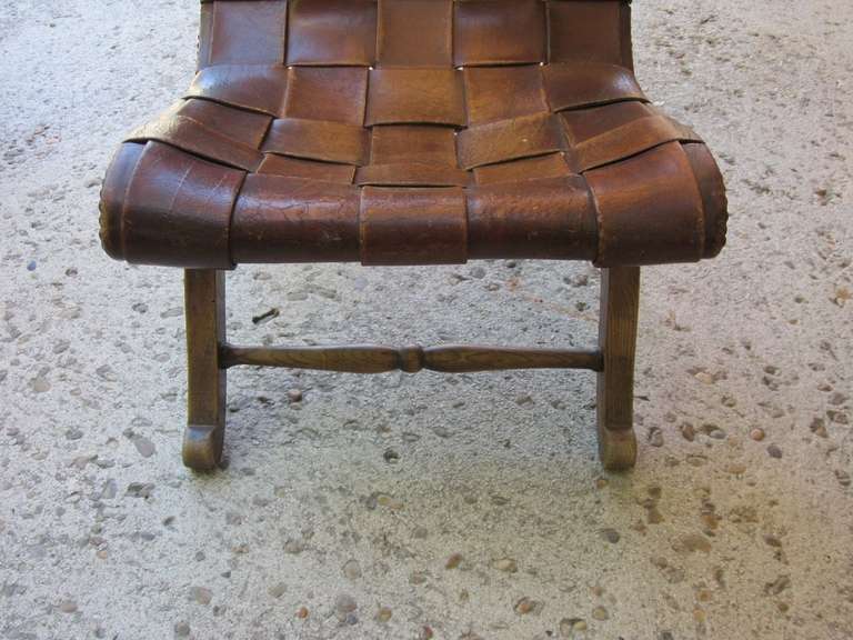 1940's Spanish Valenti Woven Leather Chair. 2