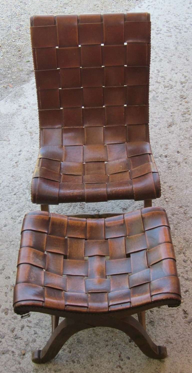1940's Spanish Valenti Woven Leather Chair. 4