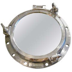 1940s Aluminum Round Ship Mirror, France