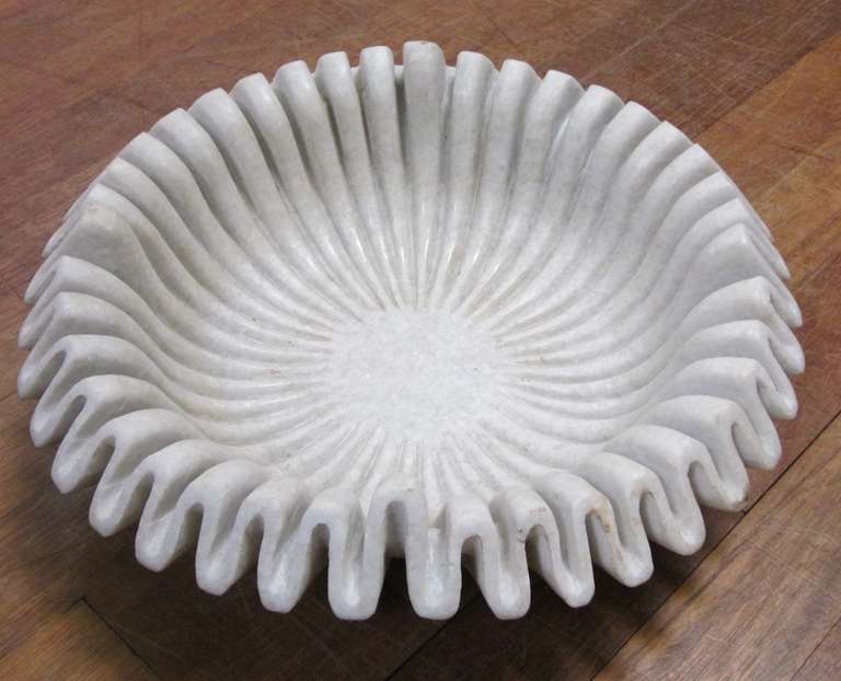 Indian Marble Folded Rim Bowl, India, Contemporary