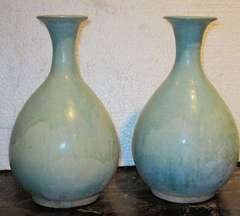 Contemporary Chinese Pair Turquoise Vases