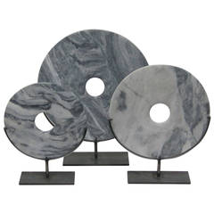 Set of Three Chinese Contemporary Stone Disc Sculptures Set of Three Chinese Contemporary Stone Disc Sculptures