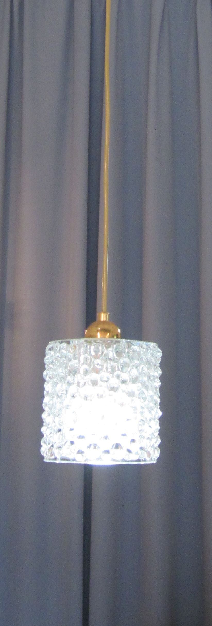 Italian 1960s Crystal Textured Pendant Lamps, Set of Four, Italy For Sale