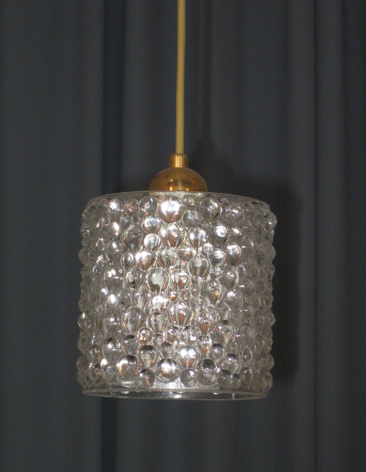 Mid-20th Century 1960s Crystal Textured Pendant Lamps, Set of Four, Italy For Sale