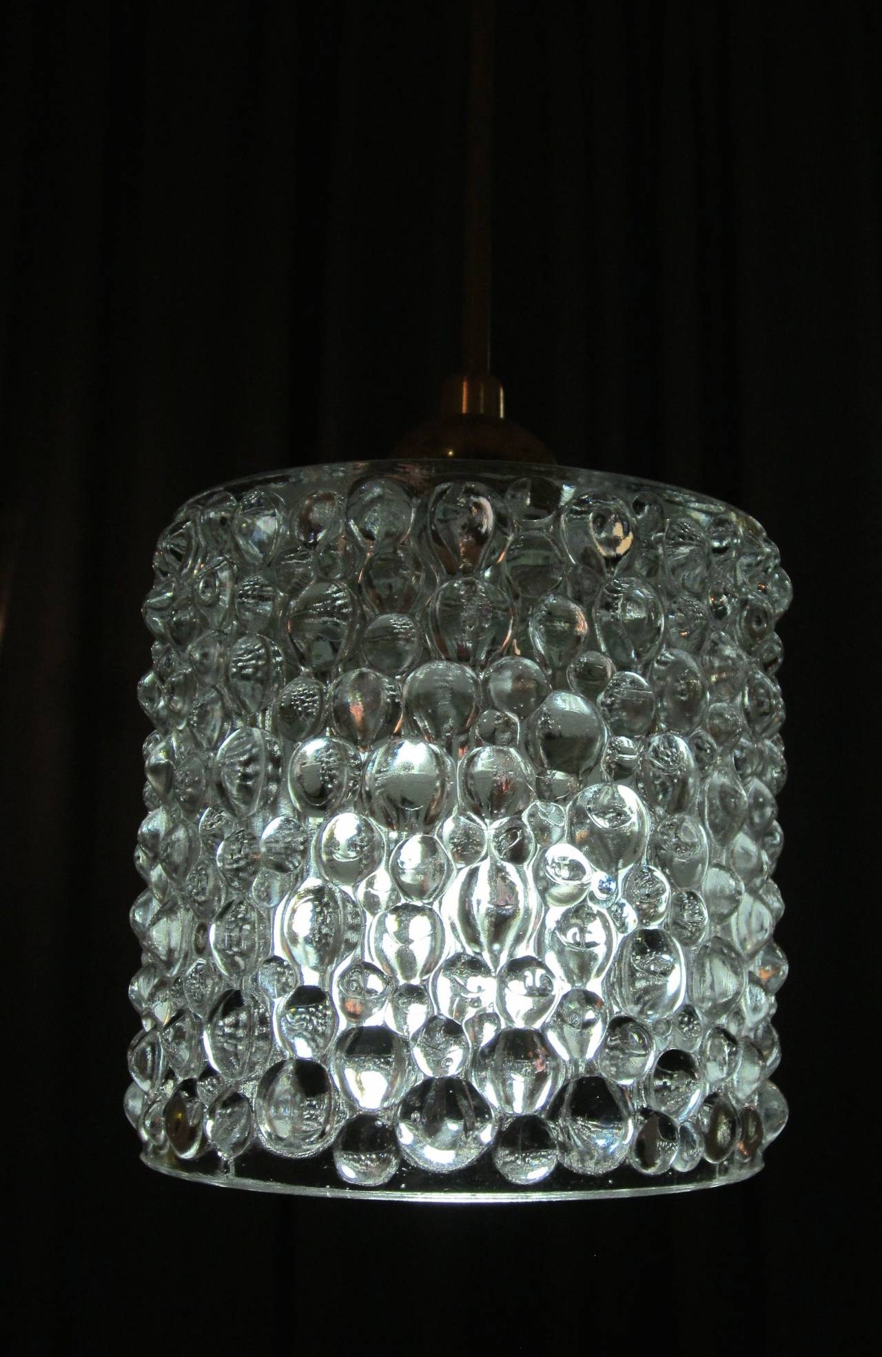 1960s Crystal Textured Pendant Lamps, Set of Four, Italy For Sale 1