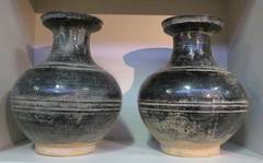 Large Black Pair of Crackled Vases, China, Contemporary