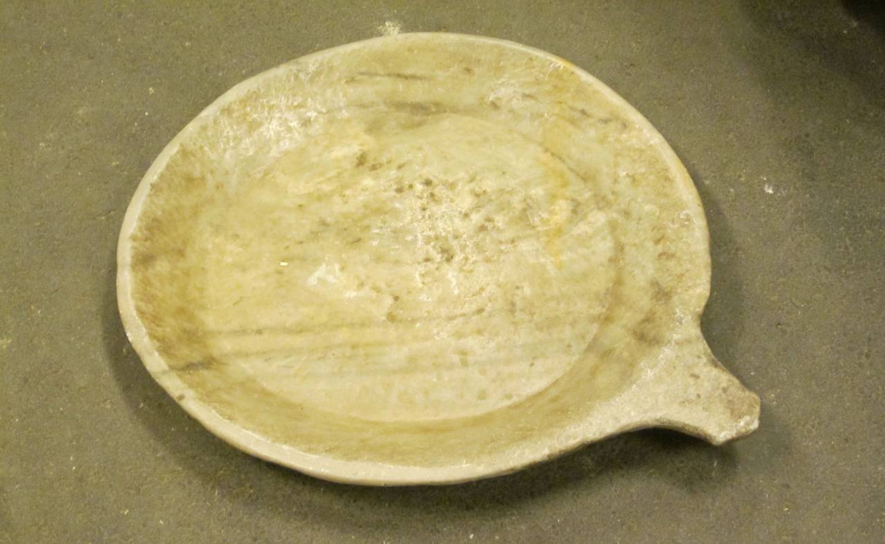 19th Century Large Marble Tray With Handle, India