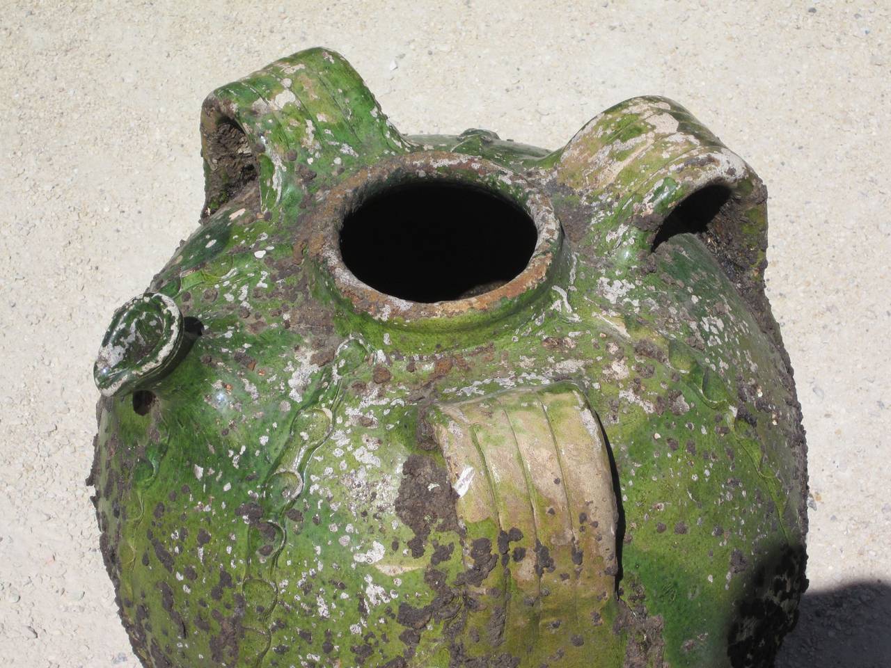 Green Textured Jug With Spout, France, 19th Century