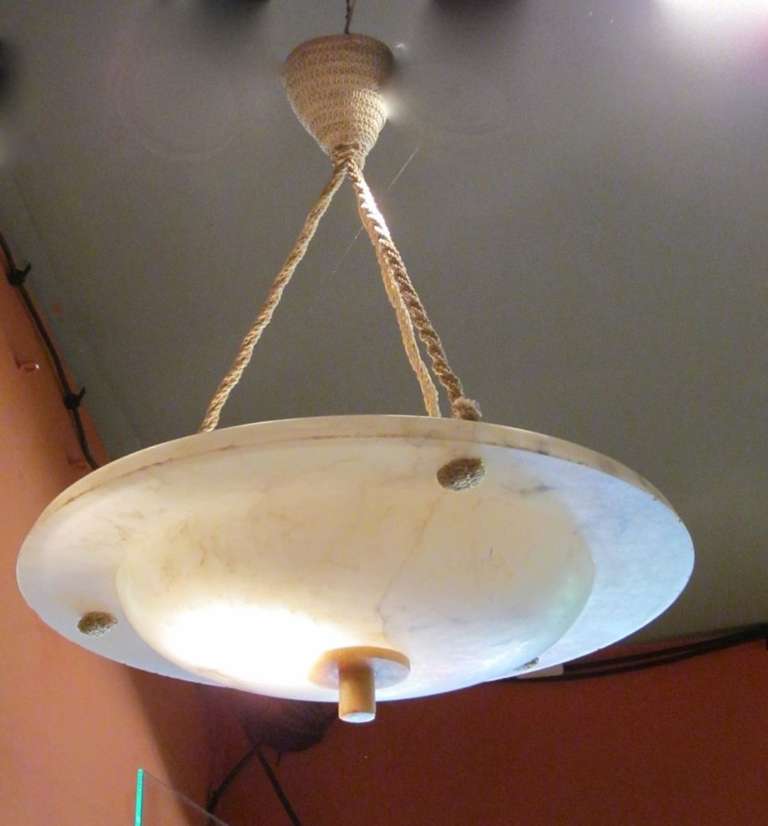 Alabaster Chandelier, France, 1920s